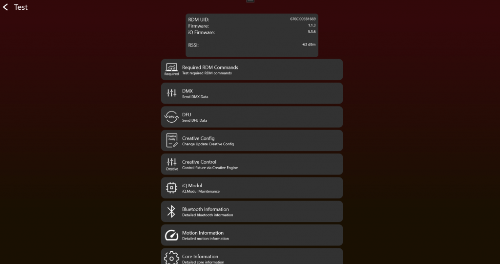 Fixture Test Mode