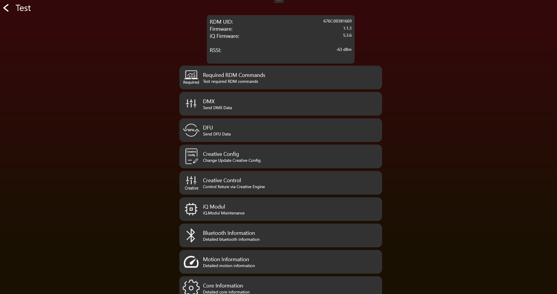 Fixture Test Mode