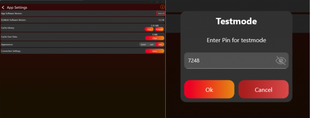 Test Mode PIN