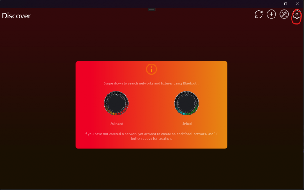 Vision app settings with test mode