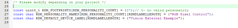 Fixture define values