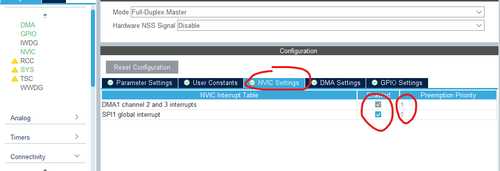 STM32 SPI 和 DMA interrupts