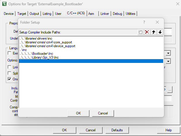 Artery bootloader include paths
