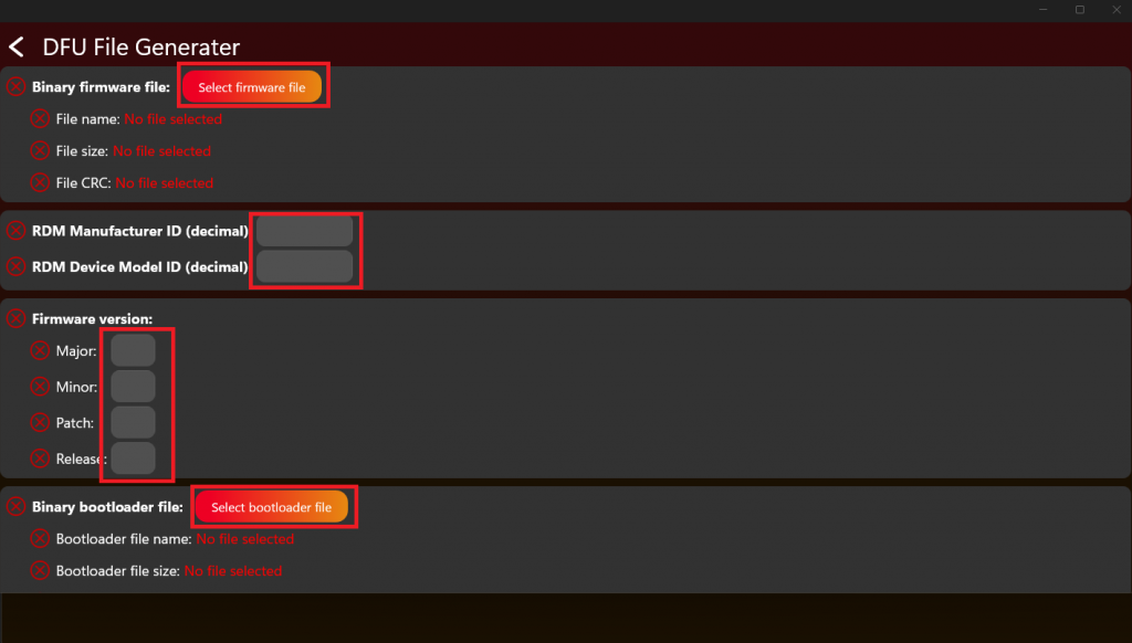 Flash file generator file selection